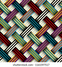 Seamless geometric pattern. Interweaving ribbons texture. Vector image