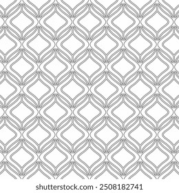 Seamless geometric pattern with interwoven wavy lines on a white background. Suitable for backgrounds, textiles or decorative elements.