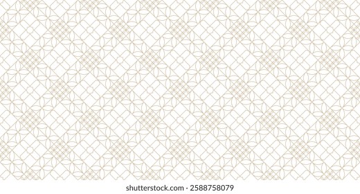 Seamless Geometric Pattern with Intricate Line Art, Elegant Abstract Design with Symmetrical Shapes