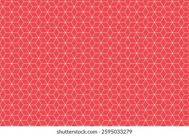 A seamless geometric pattern with an intricate tessellation of hexagons and cubes, creating a three-dimensional optical illusion. The structured and repetitive design offers a modern aesthetic.