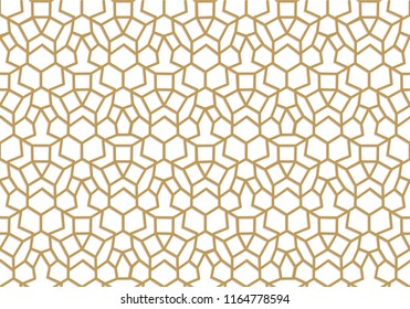 Seamless geometric pattern. Islamic pattern. arabic, east ornament, indian ornament, persian motif, 3D.  Ramadan Kareem gold greeting card, banner. geometric ornate, shining vector illustration.