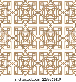 Seamless geometric pattern, Islamic, Celtic art legacy. Overlapping and interlacing lines. Swatch is included. 