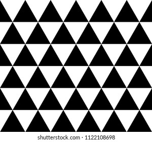 Seamless geometric pattern of isometric triangles. Abstract vector background in black and white.