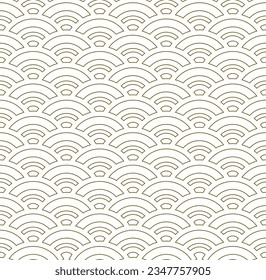 Seamless geometric pattern. Japanese waves. Contoured lines