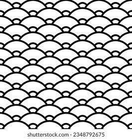 Seamless geometric pattern. Japanese waves. Average thickness lines
