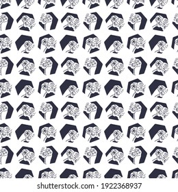 Seamless geometric pattern with joysticks on a white background. Background for textile design.