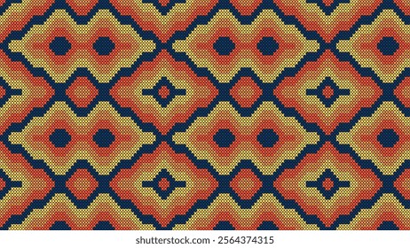 Seamless geometric pattern. Knitted texture with rhombuses. Vector illustration.