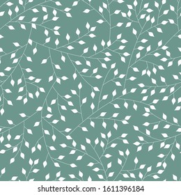 Seamless geometric pattern. Leaves. Green background.