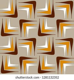 Seamless geometric pattern with leaves. Vector art.