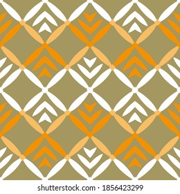 Seamless geometric pattern with leaves. Vector art.