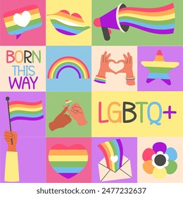 Seamless geometric pattern Lgbt elements pride 