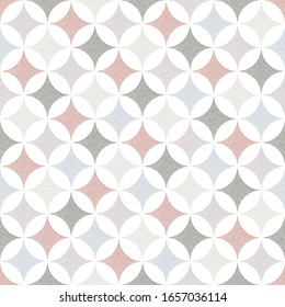 Seamless geometric pattern light colors with dots on a white background.