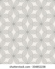 Seamless geometric pattern with linear stylized flowers. Vector illustration