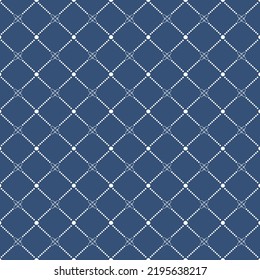 Seamless Geometric Pattern.   lines and spots white and Blue background. Infantile Style Geometric Print.