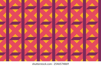 Padrão geométrico contínuo de formas diagonais magenta no plano de fundo cor de laranja. Perfeito para impressão, design e têxteis