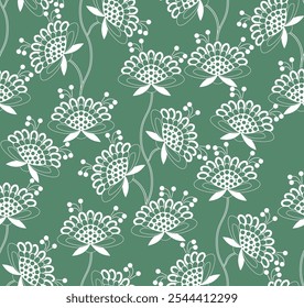 Padrão geométrico contínuo de flores de prado. Gráficos vetoriais.