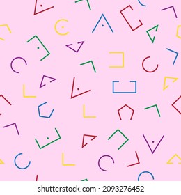 Seamless geometric pattern. Memphis geometry background. Abstract vector illustration