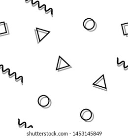Seamless Geometric pattern memphis style background, shapes background.