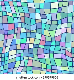 Seamless geometric pattern merry motley cell. Painted hands. vector 