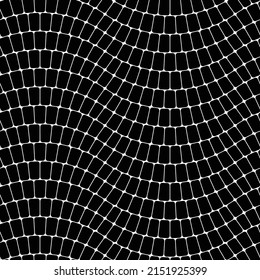 Seamless geometric pattern. Mesh of black squares arranged in wavy lines on white background. Mosaic cobblestone style. Vector illustration. Brilliant as a texture.