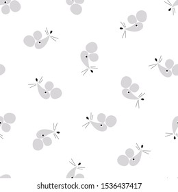 Seamless geometric pattern. Mice. White background.