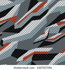 
Seamless geometric pattern. Military camo. Racing background for vinyl print, on decal. Modern abstract design.