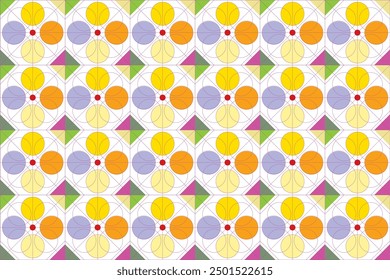 Seamless geometric pattern mix of colorful combination shapes. For textiles, printing, wallpaper and flooring