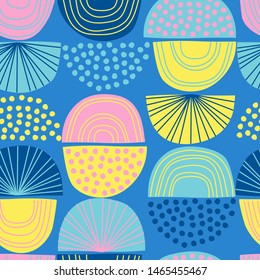 Seamless geometric pattern in modern abstract style. Nordic pastel background. Vector illustration for print, design, fabric.