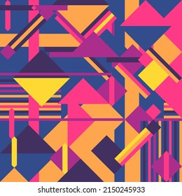 Seamless geometric pattern. Modern abstract geometric shape design. Trendy seamless vector pattern. Purple, pink and orange color.