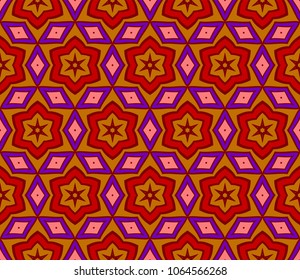 Seamless geometric pattern with modern style ornament on floral color background. For wallpaper, cover book, fabric, scrapbooks.