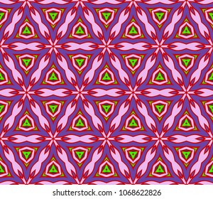 Seamless geometric pattern with modern style ornament on floral color background. For wallpaper, cover book, fabric, scrapbooks.