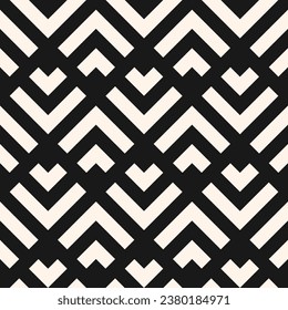 Seamless geometric pattern. Modern vector abstract black and white background, simple repeat texture. Ornament with grid line, chevron, zigzag, lattice. Design for elegant wallpaper, decor, print