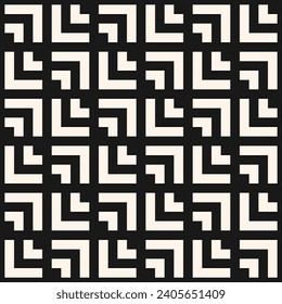 Seamless geometric pattern. Modern vector abstract black and white background, simple repeat texture. Ornament with grid line, chevron, zigzag, arrows, squares. Geo design for decor, print, wrapping