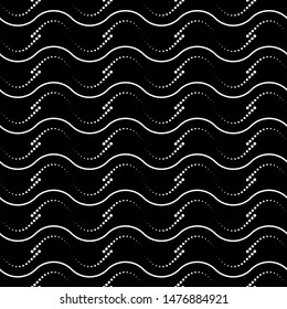 Seamless geometric pattern with monochrome elements, vector abstract background.