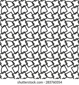 Seamless geometric pattern with monochrome elements, vector abstract background.