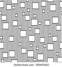 Seamless geometric pattern with monochrome elements, vector abstract background.