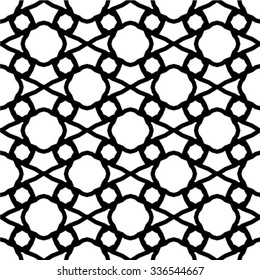 Seamless geometric pattern with monochrome elements, vector abstract background.