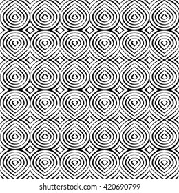 Seamless geometric pattern with monochrome elements, vector abstract background.