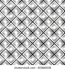 Seamless geometric pattern with monochrome elements, vector abstract background.