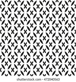 Seamless geometric pattern with monochrome elements, vector abstract background.