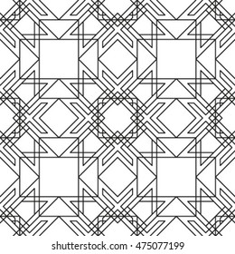 Seamless geometric pattern with monochrome elements, vector abstract background.