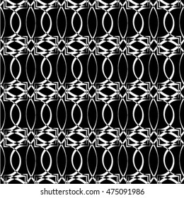 Seamless geometric pattern with monochrome elements, vector abstract background.
