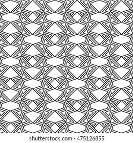Seamless geometric pattern with monochrome elements, vector abstract background.