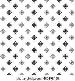 Seamless geometric pattern with monochrome elements, vector abstract background.