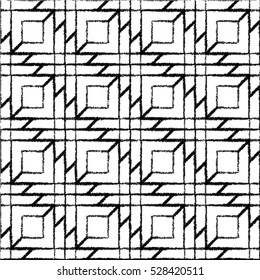 Seamless geometric pattern with monochrome elements, vector abstract background.