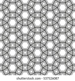 Seamless geometric pattern with monochrome elements, vector abstract background.