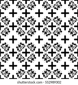 Seamless geometric pattern with monochrome elements, vector abstract background.