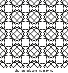 Seamless geometric pattern with monochrome elements, vector abstract background.