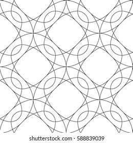 Seamless geometric pattern with monochrome elements, vector abstract background.