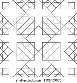 Seamless geometric pattern. Monochrome graphic repeating design. Modern minimalist stylish ornament. Vector